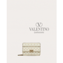Real quality fake valentino canada Small Nappa Rockstud Spike Bag for Woman in Light Ivory