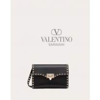 AAA quality fake valentino canada sale Small Rockstud Grainy Calfskin Crossbody Bag for Woman in Black
