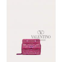 high quality fake valentino canada sale Small Roman Stud The Shoulder Bag Chain With Sparkling Embroidery for Woman in Pink Pp