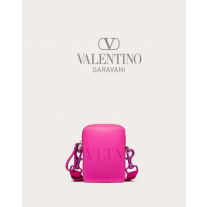 high quality fake valentino canada sale Small Vltn Leather Crossbody Bag for Man in Pink Pp
