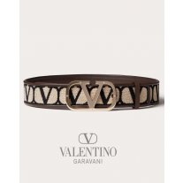 Replica valentino yorkdale toronto Toile Iconographe Belt 40mm for Woman in Beige/black