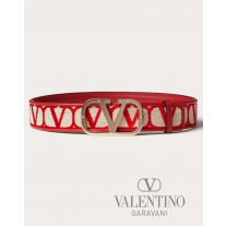AAA quality fake valentino canada sale Toile Iconographe Belt 40mm for Woman in Beige/red