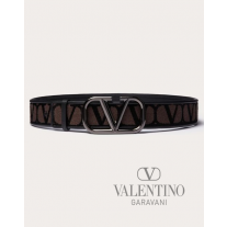 Buy knockoff valentino canada online Toile Iconographe Belt With Leather Detailing for Man in Fondantblack
