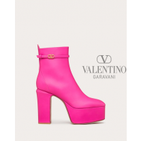 Cheap valentino canada stores Garavani Tan-go Platform Ankle Boot In Calfskin 120mm for Woman in Pink Pp