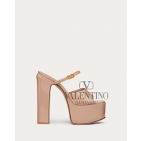Shop replica valentino canada yorkdale Garavani Tan-go Platform Patent Leather Slide 155mm for Woman in Rose Cannelle