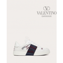 Knock off valentino canada store Vl7n Low-top Calfskin Sneaker With Bands for Man in White/marine/cerise