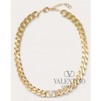Buy replica Valentino toronto Vlogo Chain Metal And Swarovski® Crystal Necklace for Woman in Gold