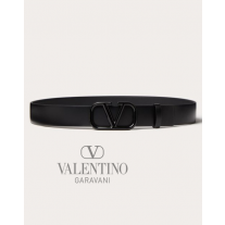 Top quality cheap valentino canada online Vlogo Signature Belt In Shiny Calfskin 30mm for Woman in Black
