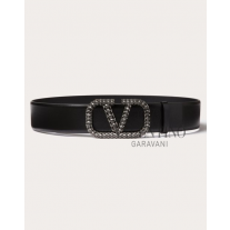 Buy knockoff valentino canada online Vlogo Signature Belt In Shiny Calfskin 40mm for Woman in Black