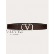 copy valentino canada yorkdale Vlogo Signature Calfskin Belt 40 Mm for Man in Bitter Chocolate/black