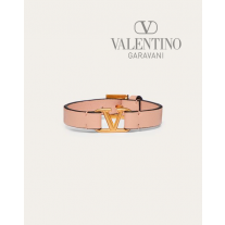 Fake Valentino toronto Vlogo Signature Calfskin Bracelet for Woman in Rose Cannelle