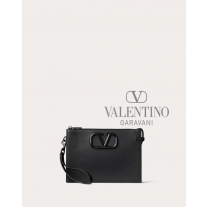 Shop fake valentino yorkdale toronto Vlogo Signature Calfskin Pouch for Man in Black