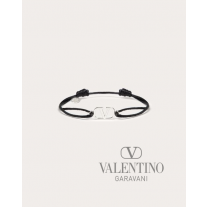 AAA quality fake valentino canada sale Vlogo Signature Cotton Bracelet for Man in Black