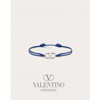 Knock off valentino canada store Vlogo Signature Cotton Bracelet for Man in Blue