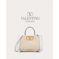 imitation valentino canada stores Vlogo Signature Embroidered Small Handbag for Woman in Natural/white