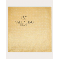 high quality fake valentino canada sale Vlogo Signature Jacquard Shawl In Silk, Cashmere And Lurex 140x140 for Woman in Gold/ivory