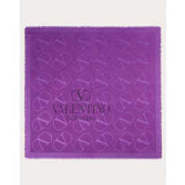 reps valentino canada locations Vlogo Signature Jacquard Shawl In Silk And Wool 140x140 Cm for Woman in Astral Purple