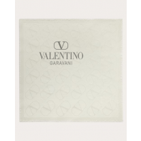 replicas valentino canada Vlogo Signature Jacquard Shawl In Silk And Wool 140x140 Cm for Woman in Ivory