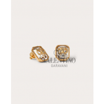 Shop replica valentino canada yorkdale Vlogo Signature Metal And Crystal Earrings for Woman in Gold/crystal Silver