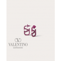 Top quality cheap valentino canada online Vlogo Signature Metal And Crystal Earrings for Woman in Pink Pp