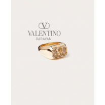 copy valentino canada yorkdale Vlogo Signature Metal And Swarovski® Crystal Ring for Man in Gold