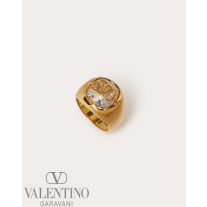Shop replica valentino canada yorkdale Vlogo Signature Metal And Swarovski® Crystal Ring for Woman in Gold