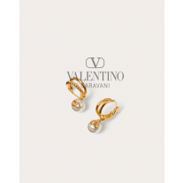 copy valentino canada yorkdale Vlogo Signature Metal Earrings With Swarovski® Pearls for Woman in Gold