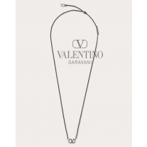 Buy replica Valentino toronto Vlogo Signature Metal Necklace for Man in Black/ruthenium