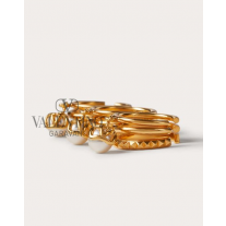 fakes valentino Ottawa Vlogo Signature Metal Ring Set With Swarovski® Pearls for Woman in Gold/crystal Silver