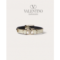 reps valentino canada locations Vlogo Signature Metallic Calfskin Leather Bracelet for Woman in Platinum
