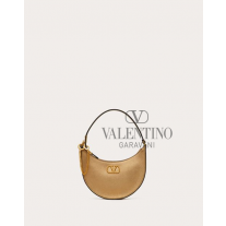 high quality fake valentino canada sale Vlogo Signature Mini Hobo Bag In Metallic Grainy Calfskin for Woman in Antique Brass Dark