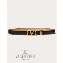 Replica valentino yorkdale toronto Vlogo Signature Reversible Belt In Shiny And Metallic Calfskin 20mm for Woman in Antique Brass/black