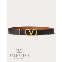Cheap valentino canada stores Vlogo Signature Reversible Elk-print Calfskin Belt 30 Mm for Man in Saddle Brown/black