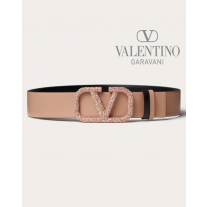 cheap knokcoff valentino canada outlet Vlogo Signature Reversible Shiny Calfskin Belt 40mm for Woman in Rose Cannelle/black