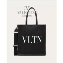 replicas valentino canada Vltn Leather Tote Bag for Man in Black/white
