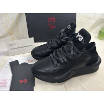 Adidas Y-3 Men's Kaiwa Tonal Sneakers Leather and Neoprene Black