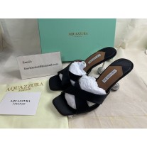 Aquazzura Yes Darling Mules 95mm Crystal-Sphere Satin Black
