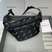 Balenciaga All Over Print Logo Nylon Waist Bag