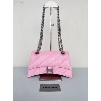 Balenciaga Crush Small Chain Bag 25.5CM Calfskin Pink