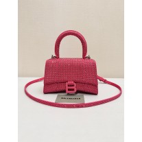 Balenciaga Crystal-embellished Hourglass Mini Tote Bag Red