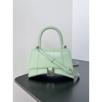 Balenciaga Large Hourglass Handbag 23CM Crocodile Embossed Mint