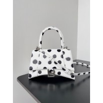 Balenciaga Large Hourglass Handbag 23CM Polka Dots Black White