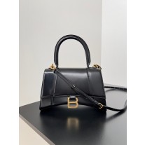 Balenciaga Large Hourglass Handbag 23CM Shiny Calfskin Black