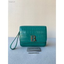 Balenciaga Small Embossed Crocodile B Bag Green