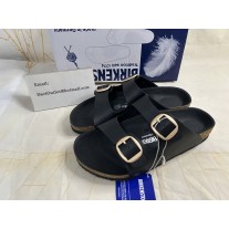 Birkenstock Arizona Big Buckle Oiled Leather Slides Black
