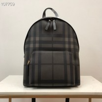 Burberry Charcoal Check Leather Backpack Coffee