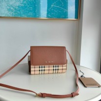 Burberry Haymarket Check Coated Canvas Loxley Crossbody Bag Brown