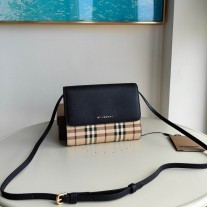 Burberry Haymarket Check Coated Canvas Loxley Crossbody Bag Black