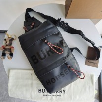 Burberry Logo Print Leather Trimmed Coated Canvas Sling Backpack
