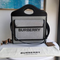 Burberry Medium Logo Canvas & Leather Pocket Bag Black